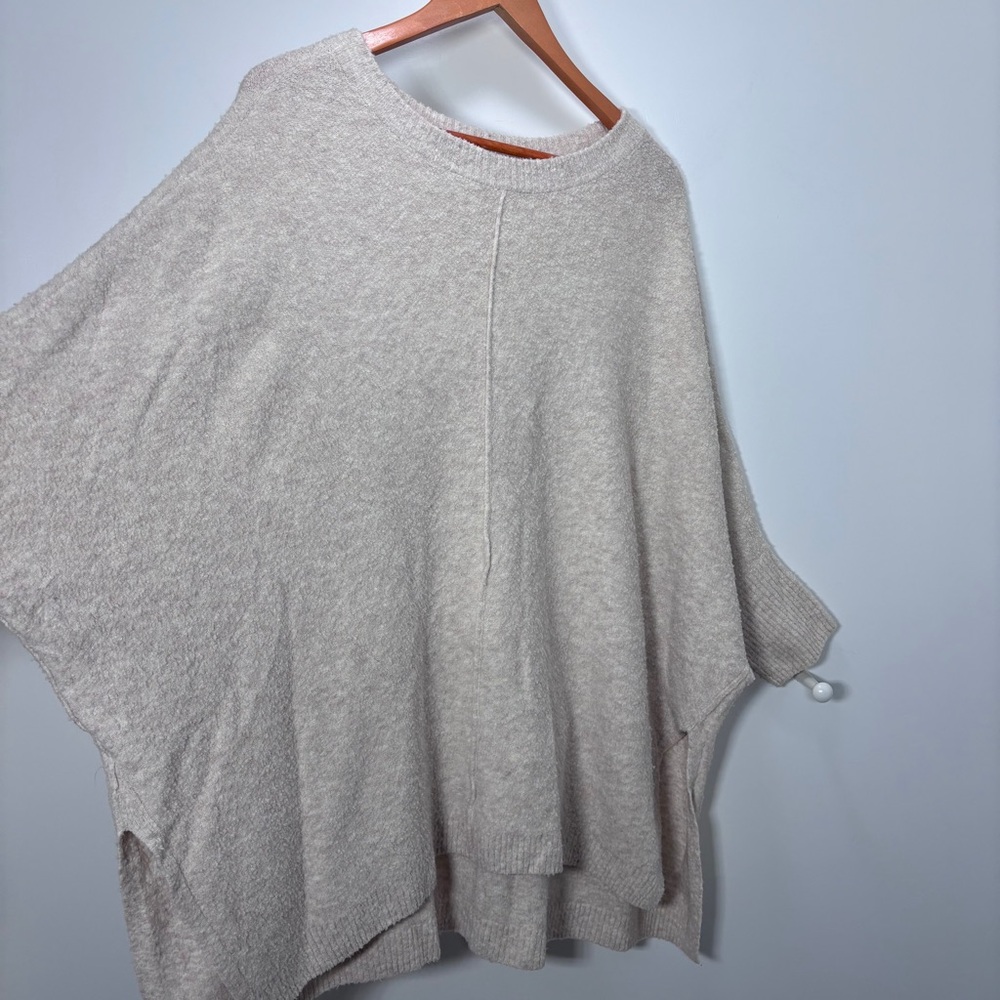 Lou & Grey Oversized Sweater Ladies XS/S Cream 1/2 Sleeves Textured Boho Comfort